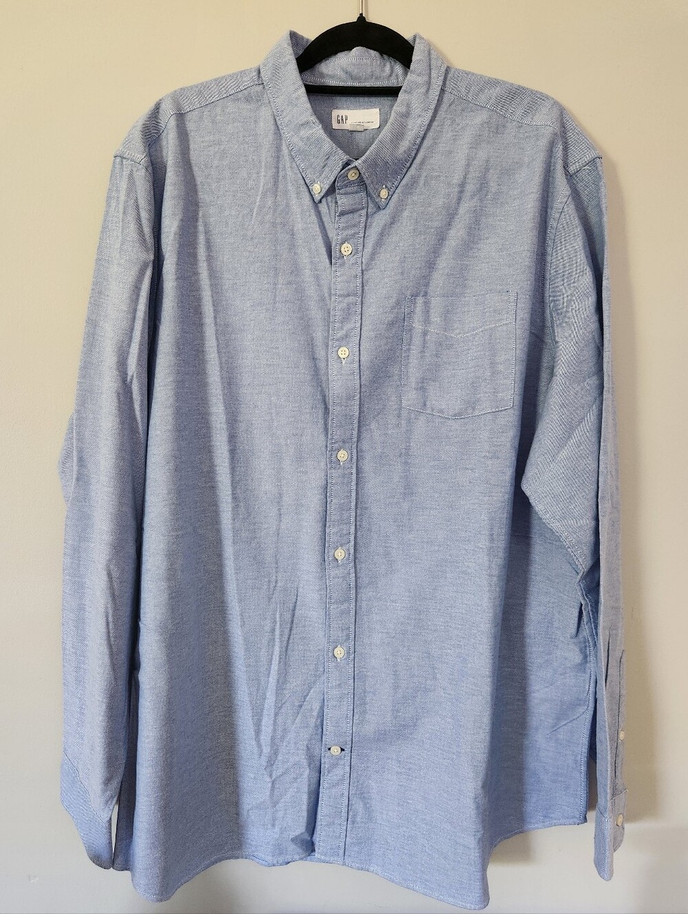 Gap Imperial Blue Standard Fit Stretch Oxford Long Sleeve Button Down Shirt